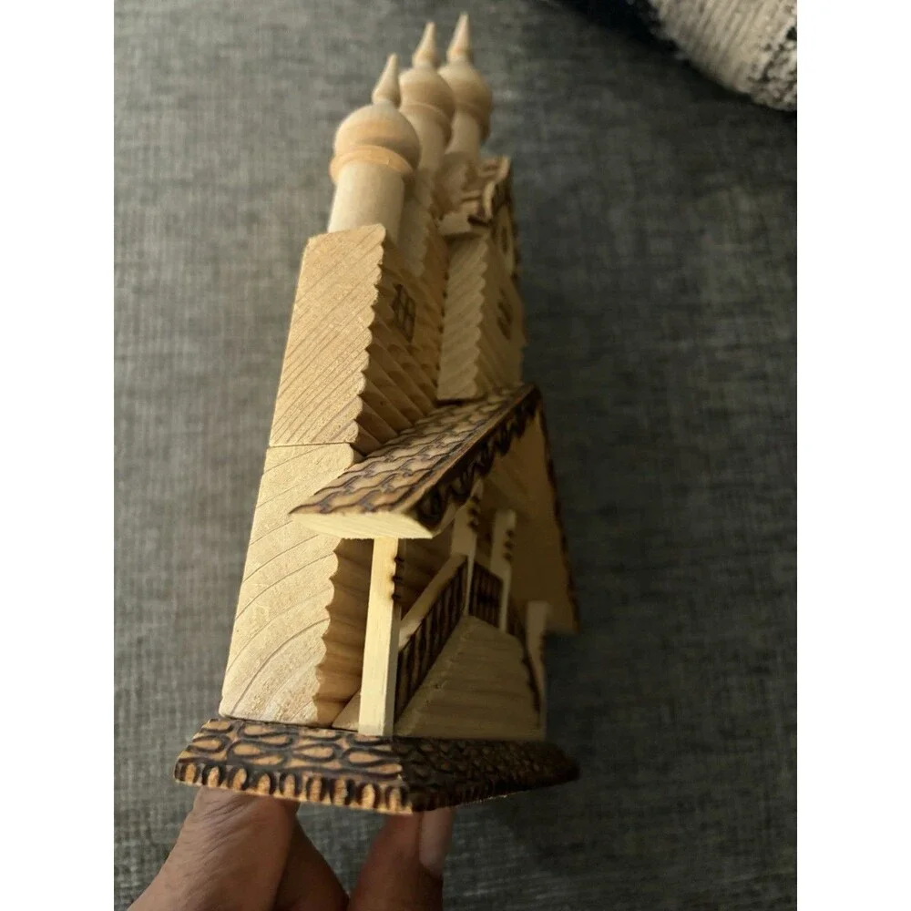 Vintage Soviet Russian Kizhi Wooden Church Model Folk Art Souvenir USSR 10”